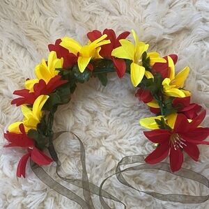 Red and Yellow Floral Headband